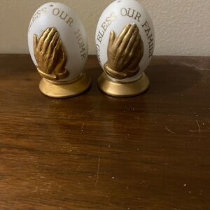White and Gold Praying Hands Decorative Figurine Set